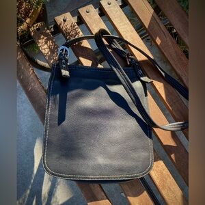 ❤️Charter Club Black Leather Flap Over Shoulder Bag